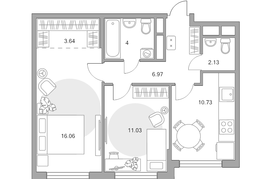 2 ккв 54,6 м²
