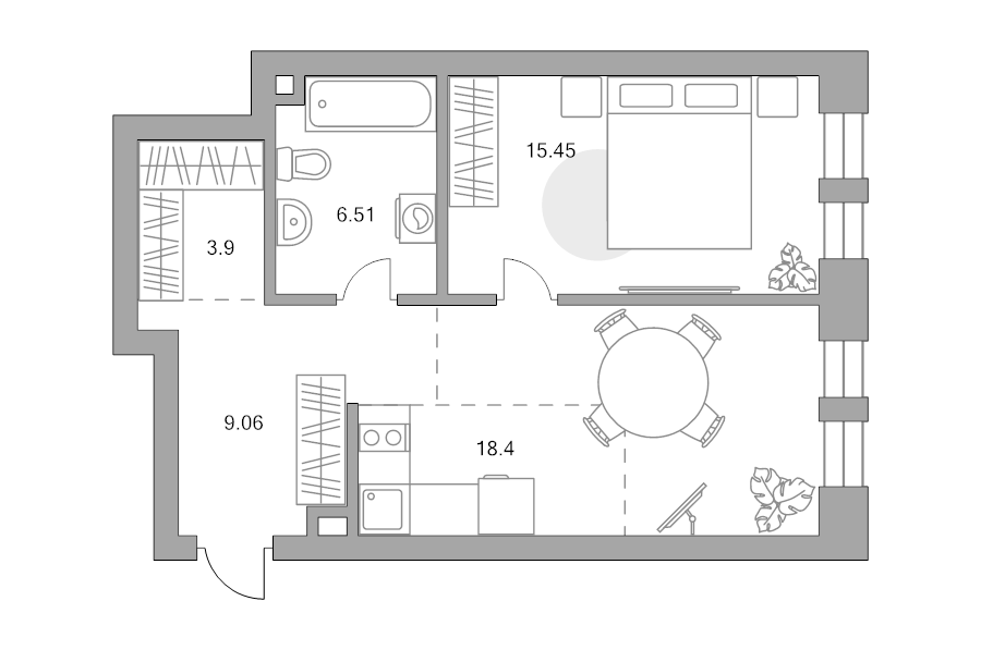 2 ккв (Евро) 53,3 м²