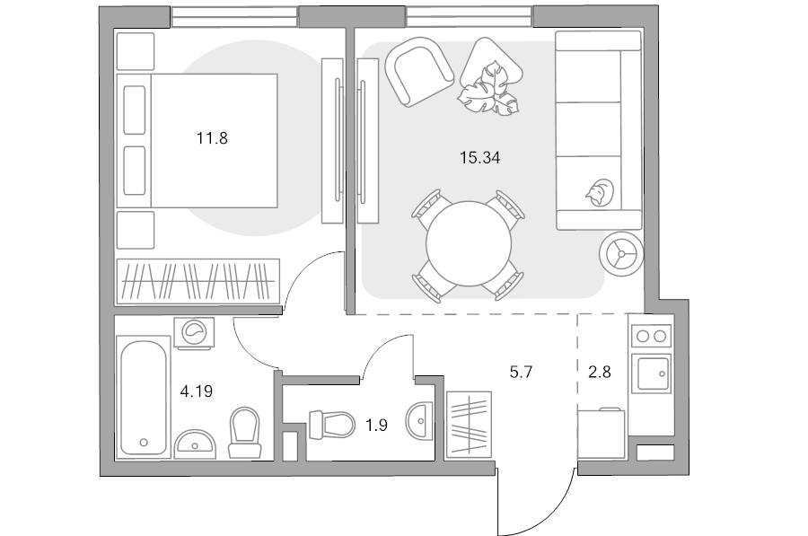 2 ккв (Евро) 41,7 м²