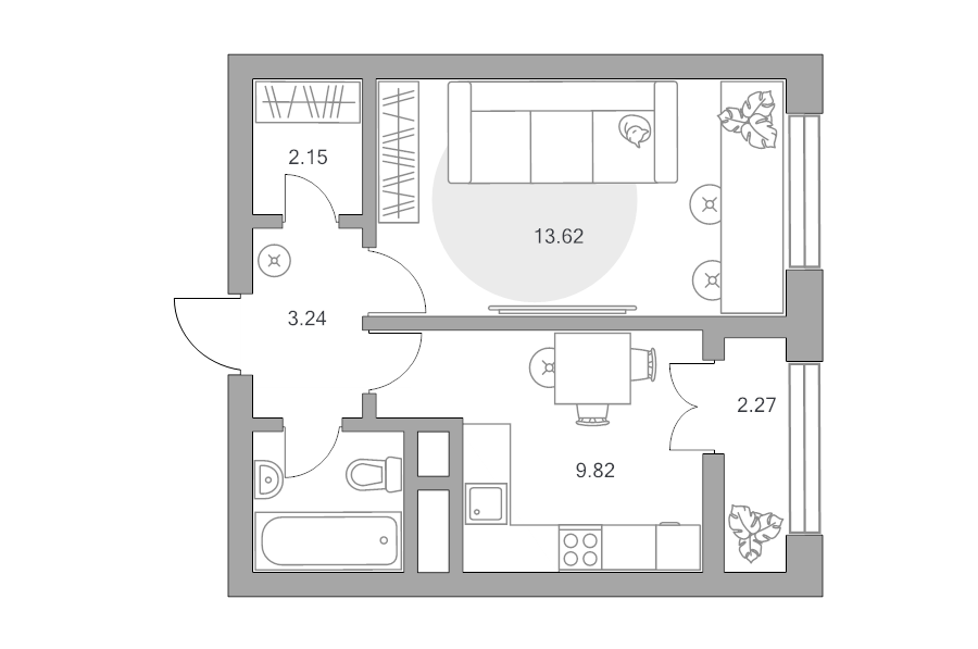 1 ккв 34,2 м²