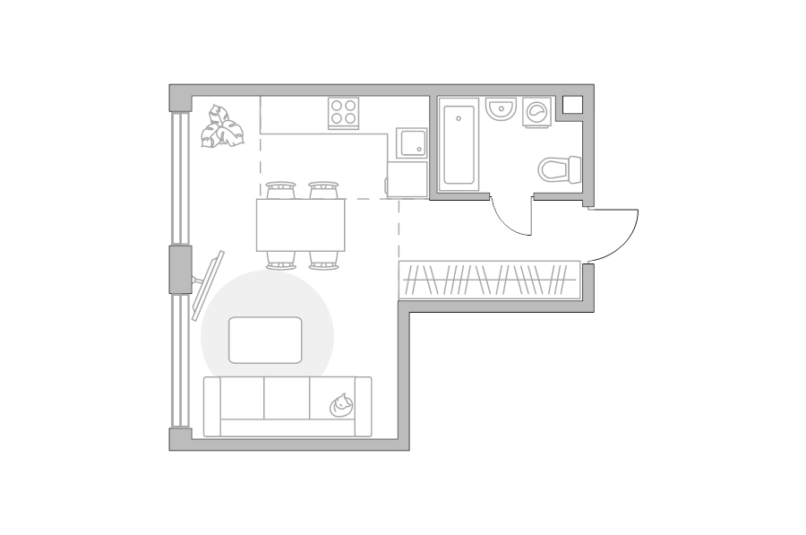 Студия 32,9 м²