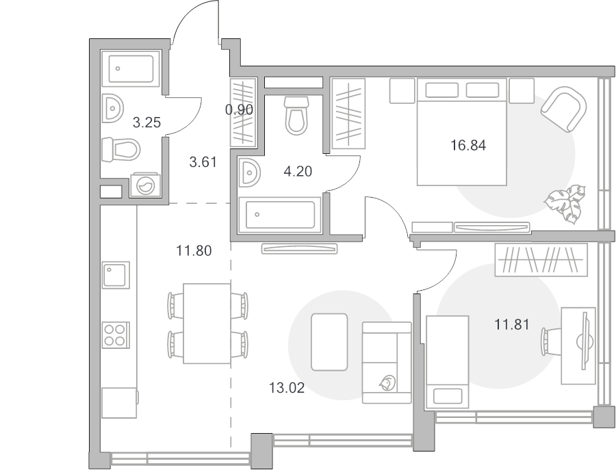 3 ккв (Евро) 65,4 м²