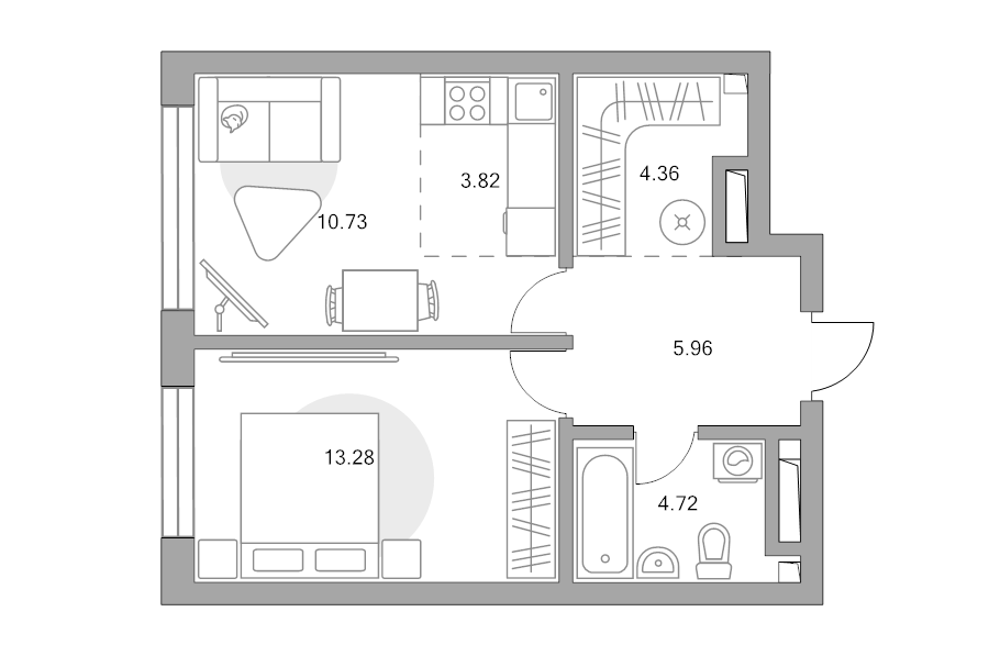 1 ккв 42,9 м²