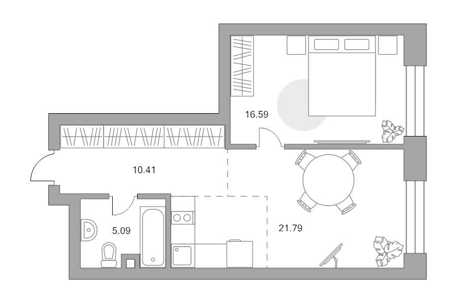 2 ккв (Евро) 53,9 м²