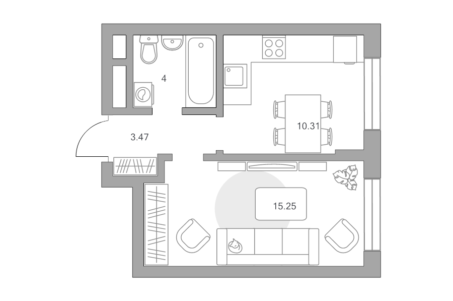 1 ккв 33 м²