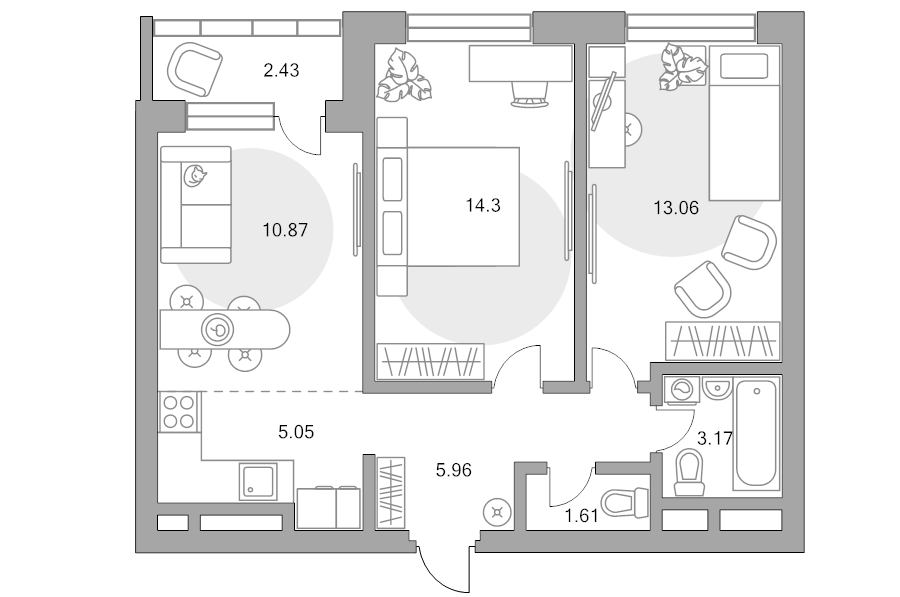 3 ккв (Евро) 56,5 м²