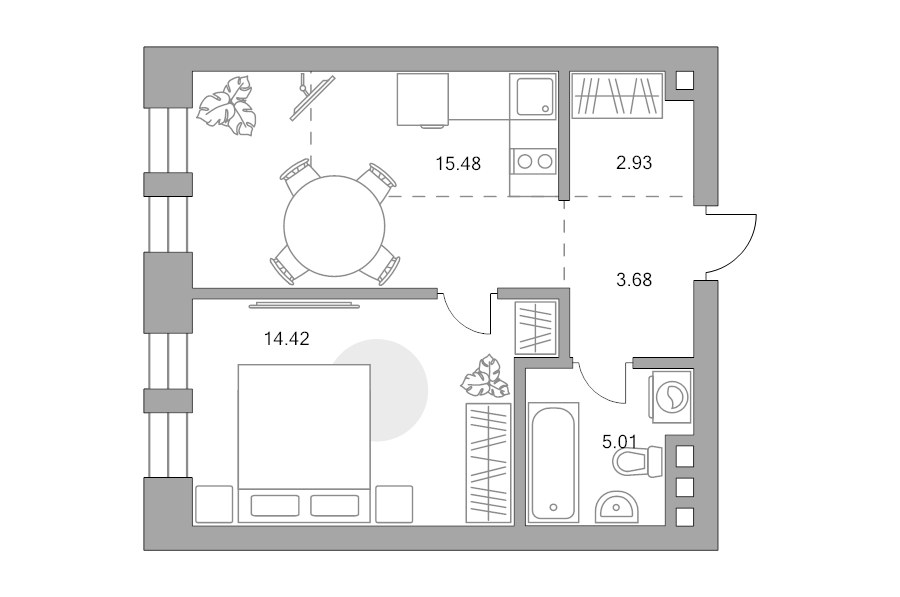 2 ккв (Евро) 41,5 м²
