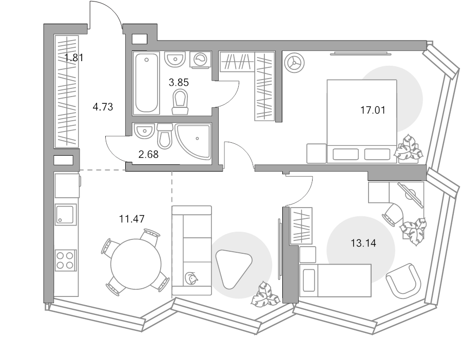 3 ккв (Евро) 65,6 м²