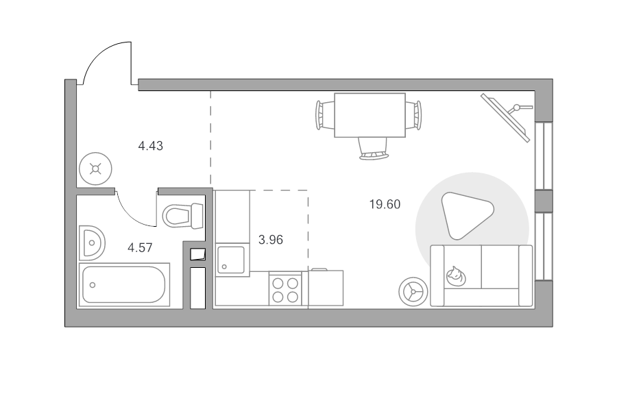 Студия 32,6 м²