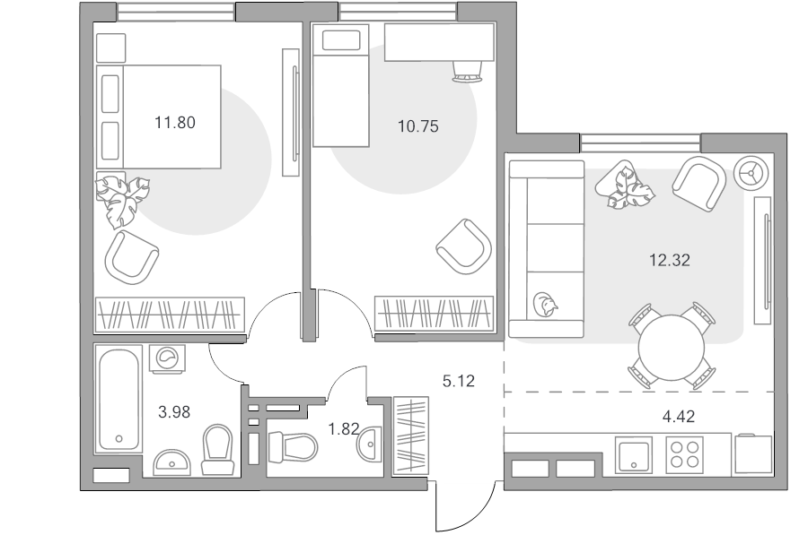 3 ккв (Евро) 50,2 м²