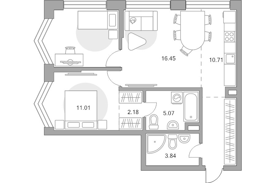 3 ккв (Евро) 66,5 м²