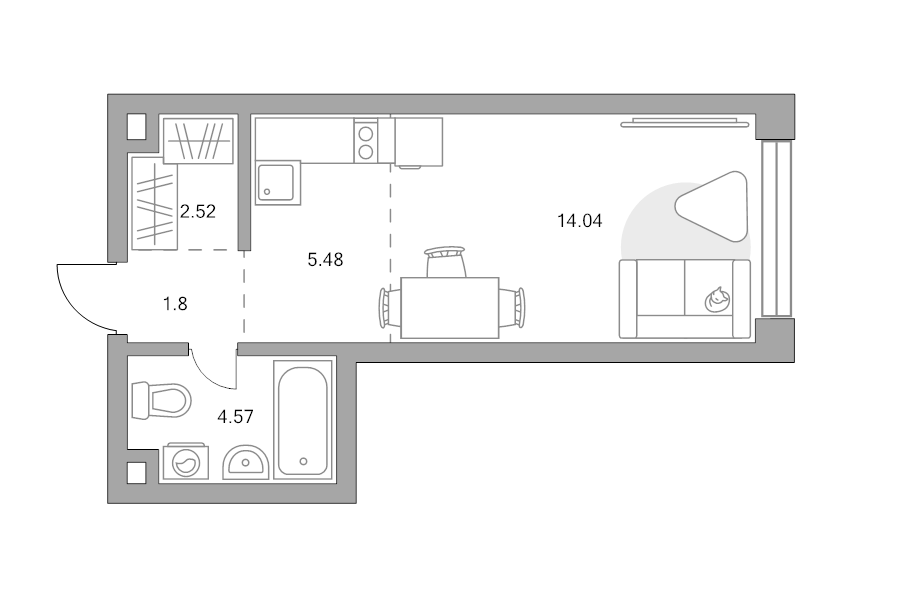Студия 28,4 м²