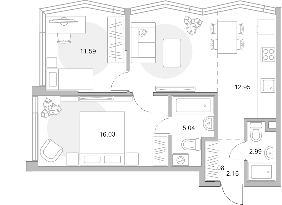 3 ккв (Евро) 65,2 м²