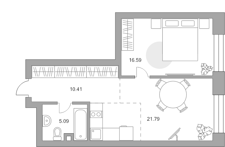 2 ккв (Евро) 53,9 м²
