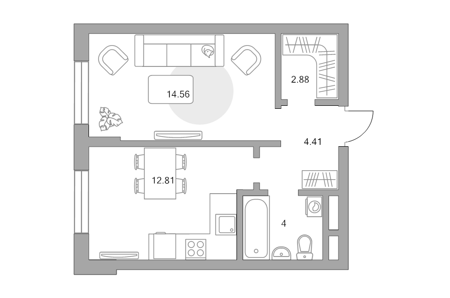 1 ккв 38,7 м²