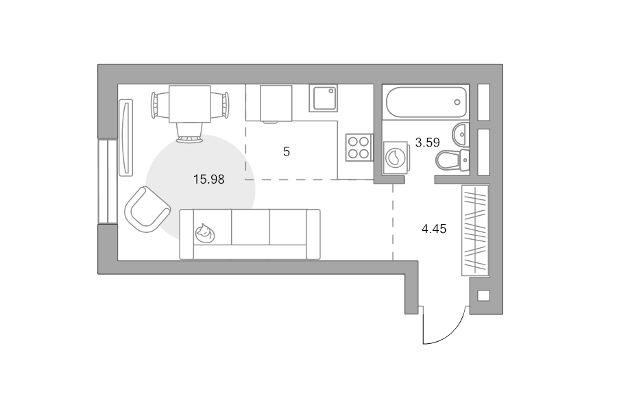 Студия 29 м²