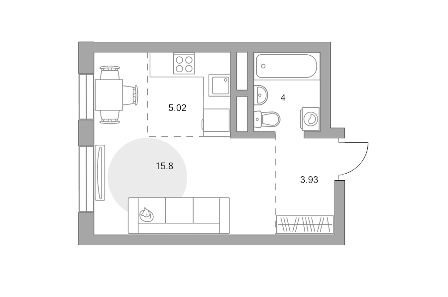 Студия 28,8 м²