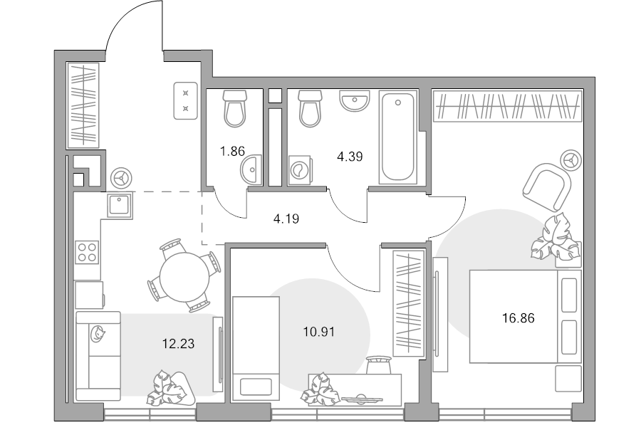 2 ккв 56 м²