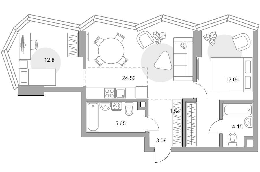 3 ккв (Евро) 69,4 м²