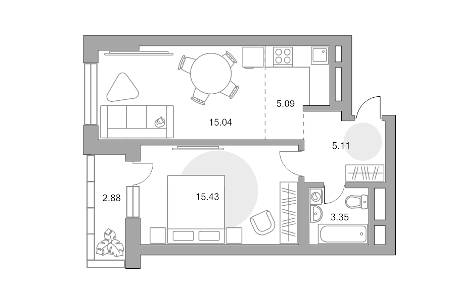 2 ккв (Евро) 46,9 м²