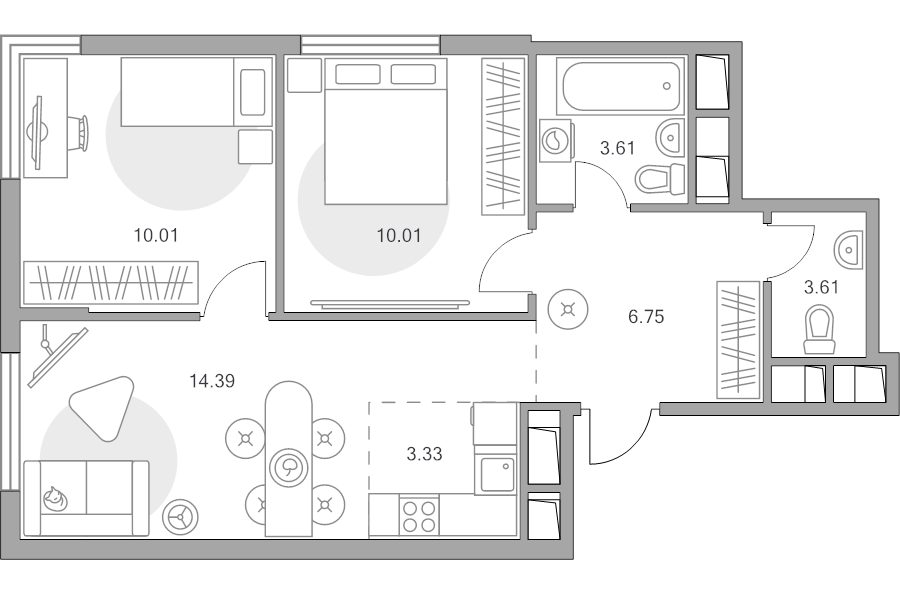 3 ккв (Евро) 50,3 м²