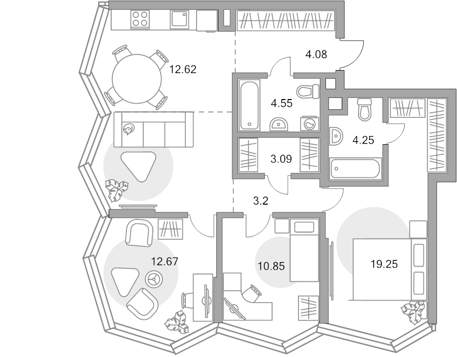 4 ккв (Евро) 89,1 м²