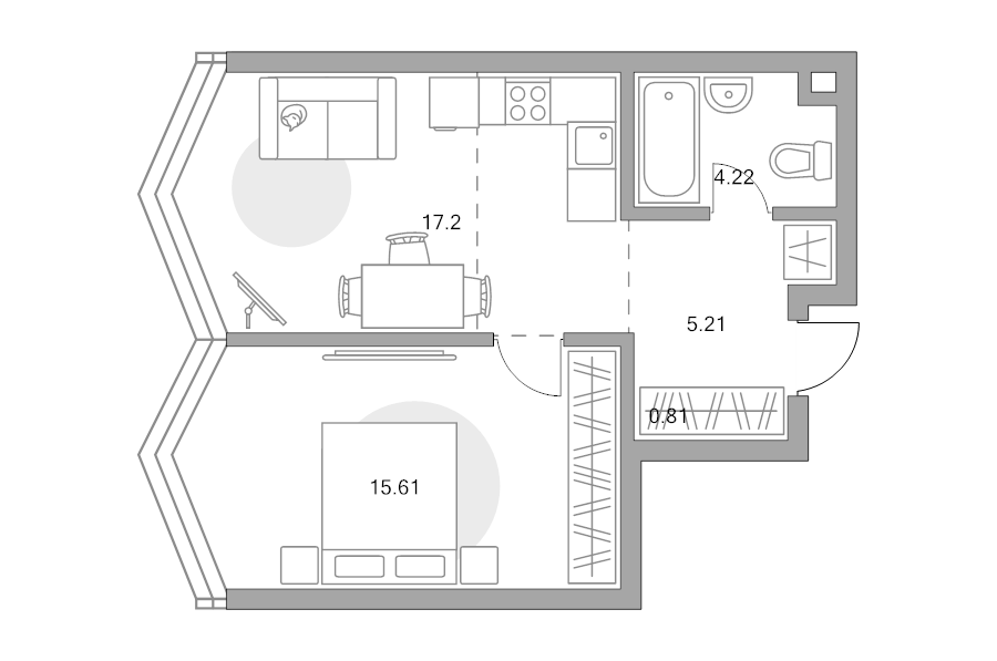 2 ккв (Евро) 43,1 м²