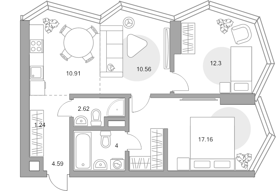 3 ккв (Евро) 63,4 м²