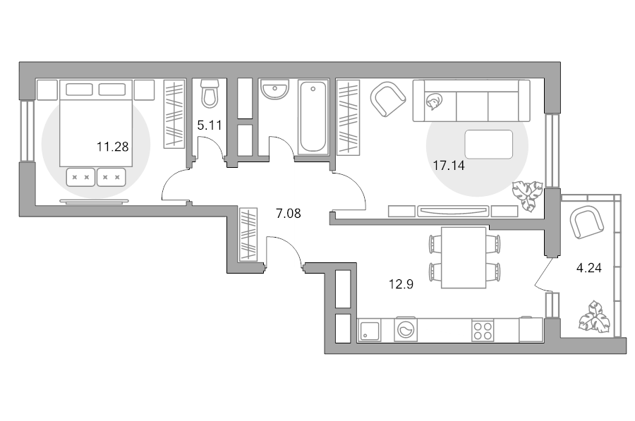 2 ккв 57,8 м²