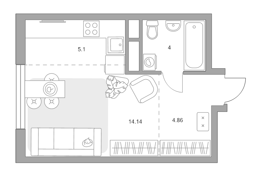 Студия 28,1 м²