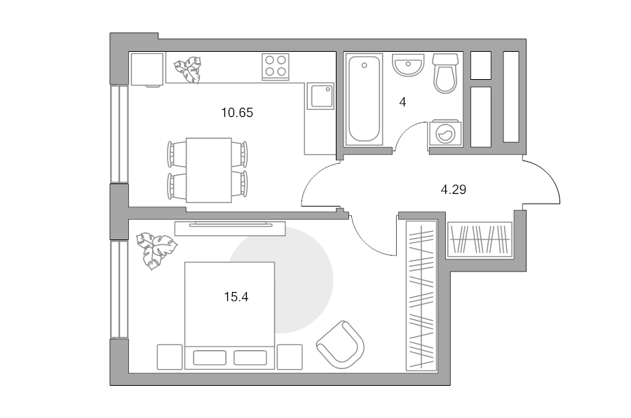 1 ккв 34,3 м²