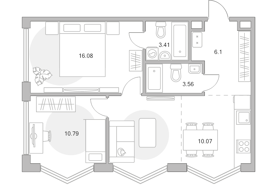 3 ккв (Евро) 61,9 м²