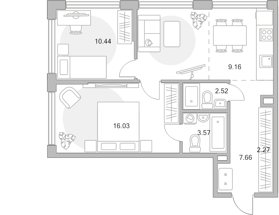 3 ккв (Евро) 61,6 м²