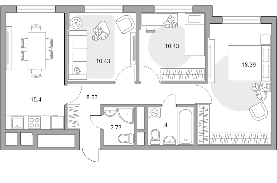 4 ккв (Евро) 69,9 м²