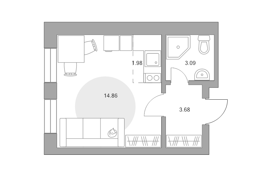 Студия 23,6 м²