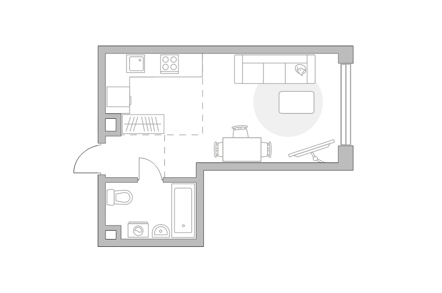 Студия 28 м²