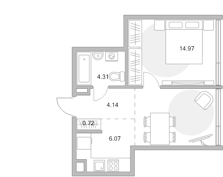 2 ккв (Евро) 42,2 м²