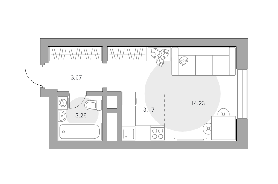 Студия 24,3 м²