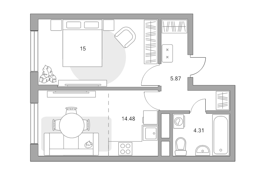 1 ккв 39,7 м²