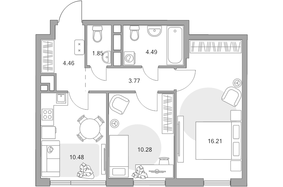2 ккв 51,5 м²