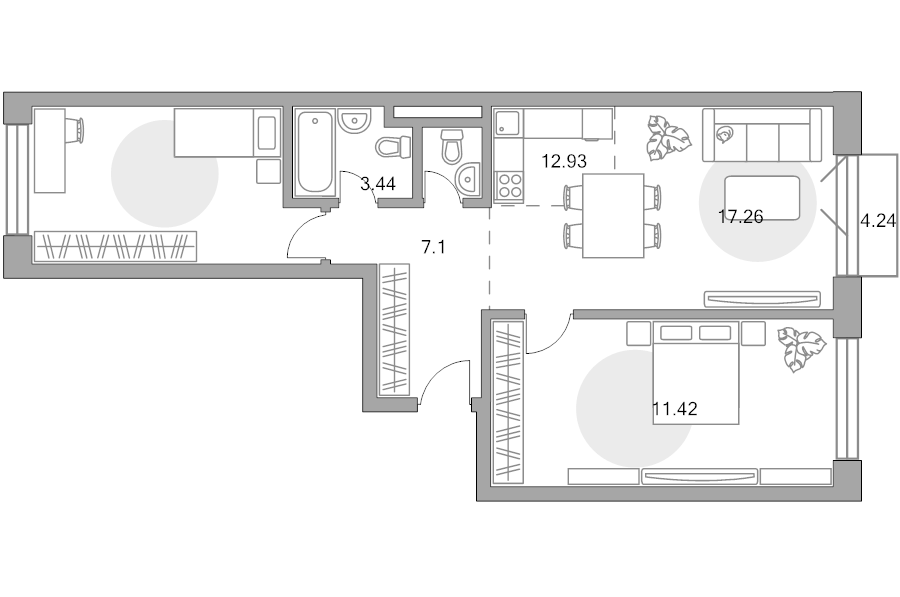 2 ккв 58,1 м²