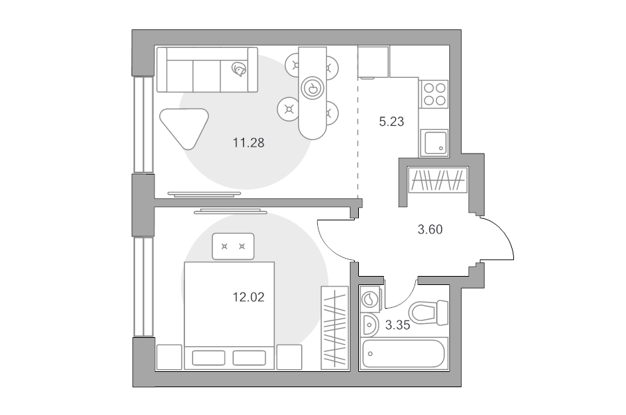 2 ккв (Евро) 35,5 м²