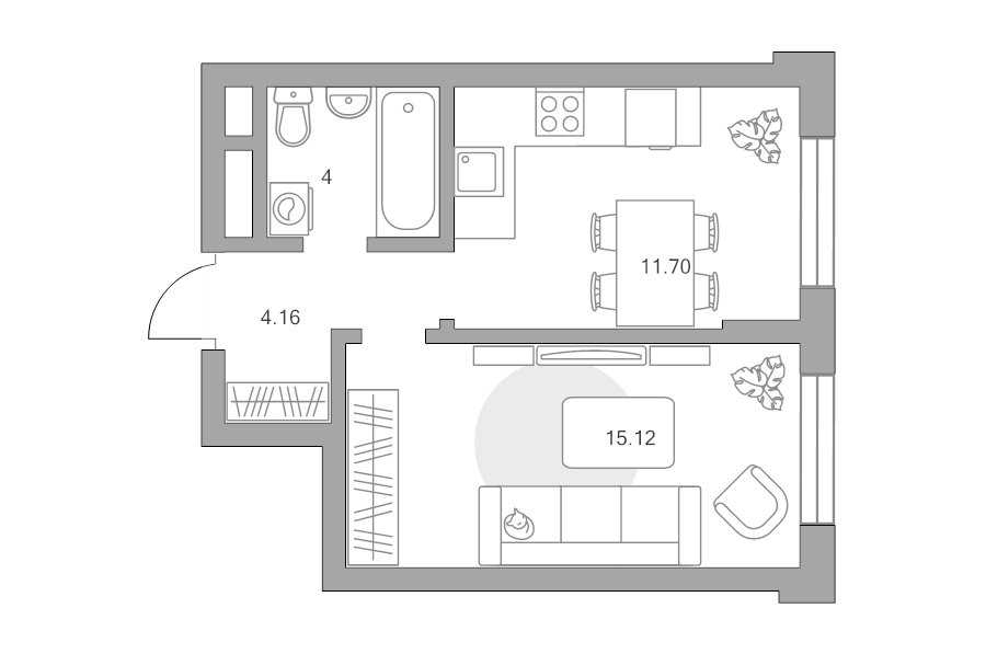 1 ккв 35 м²
