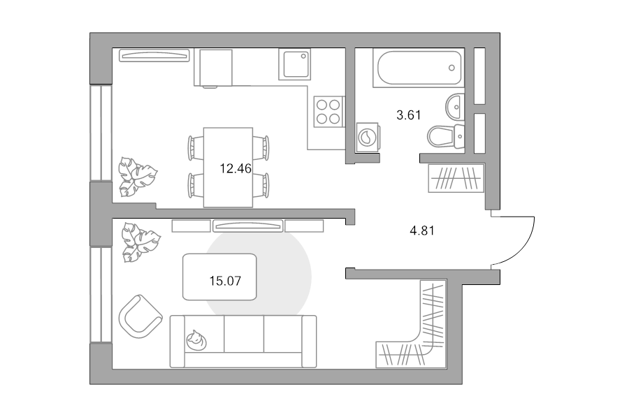 1 ккв 36 м²