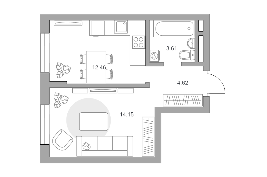 1 ккв 34,8 м²