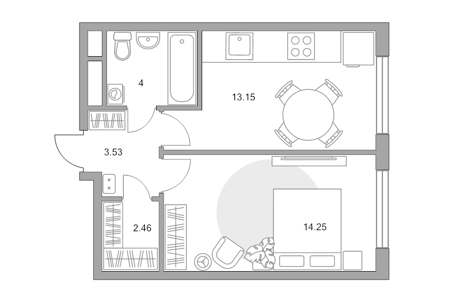 1 ккв 37,4 м²