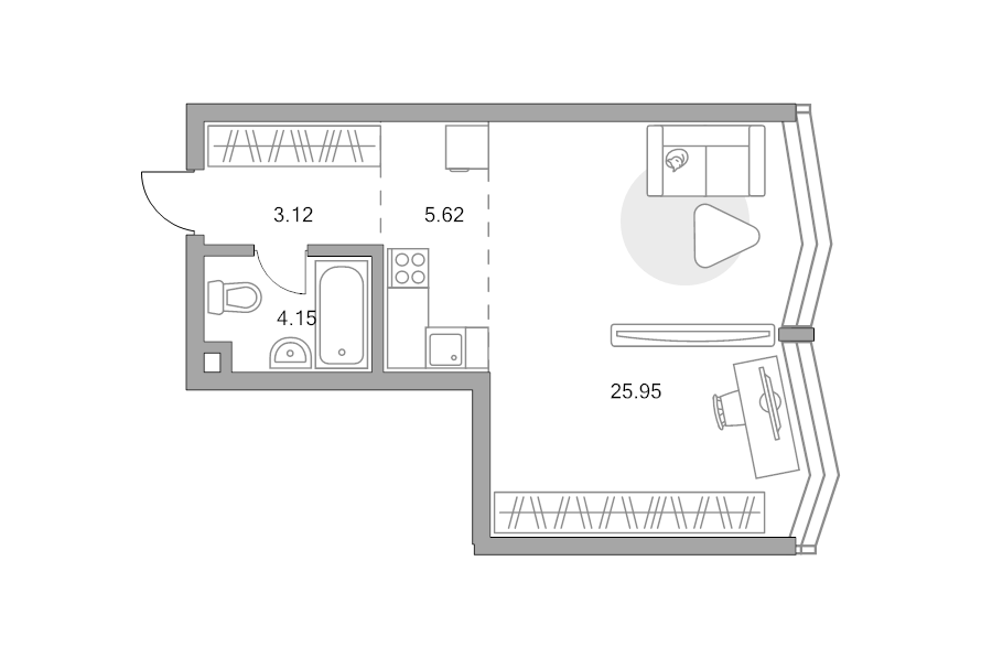 Студия 40,4 м²