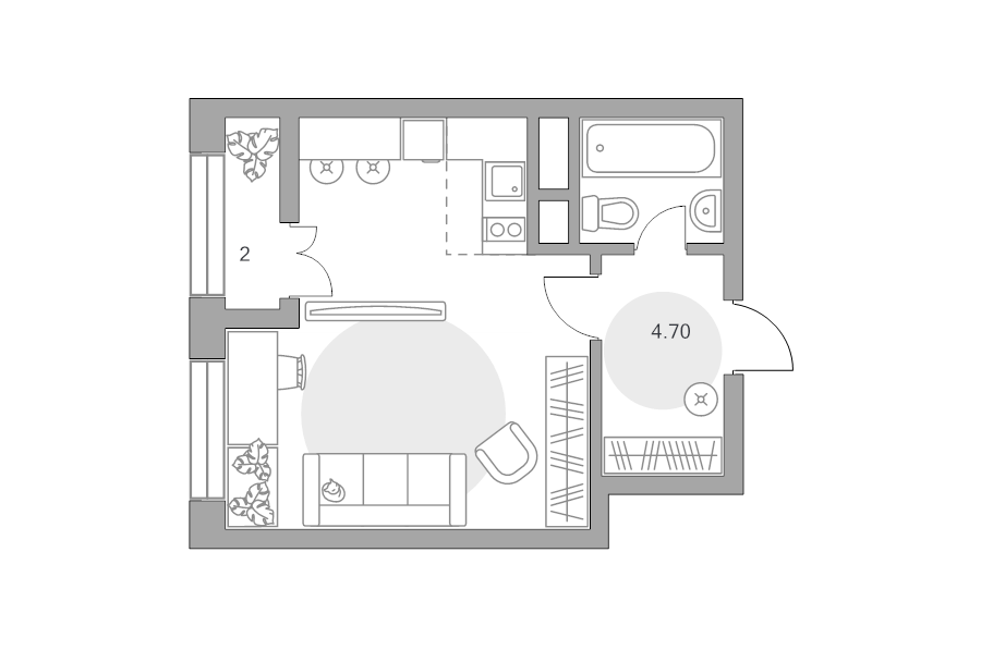 Студия 31,5 м²