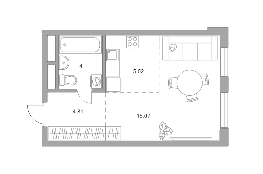 Студия 28,9 м²
