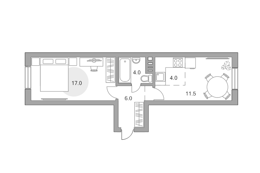2 ккв (Евро) 42,5 м²